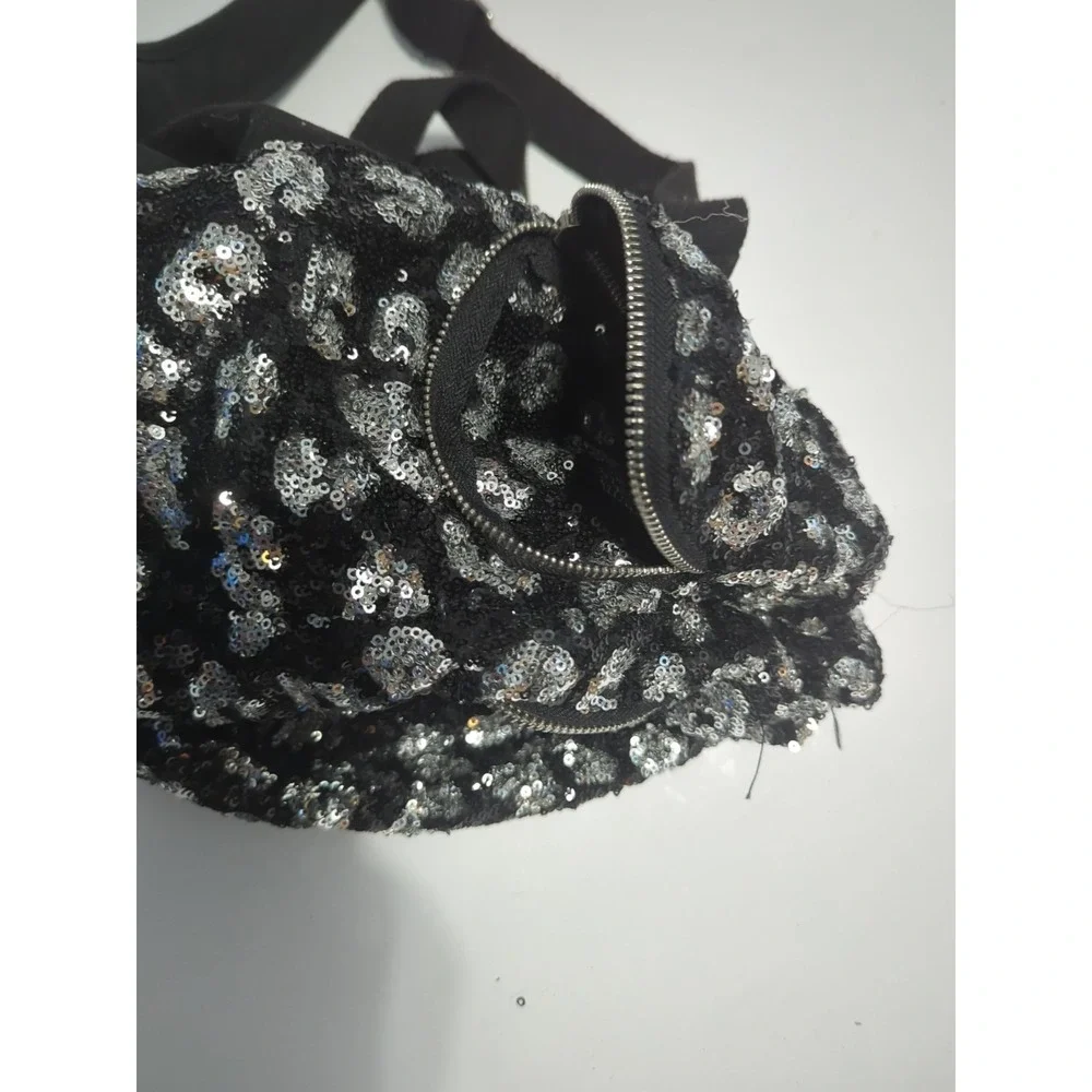 Victoria's Secret PINK Bling Leopard Sequin Campus Backpack drawstring Y2K shiny